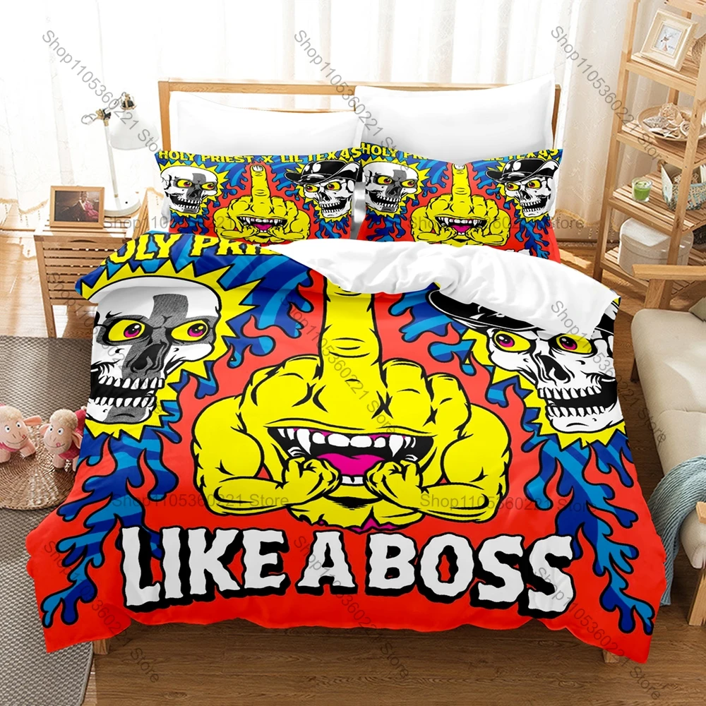 Cool EDM Festival Graphic Lil Texas Live Stage Hardcore Music Bedding Set Duvet Cover With 2 Pillowcases Underground Rave Bedroo