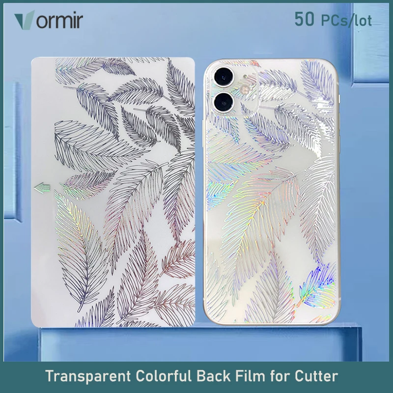 50 Pcs Mobilephones Transparent Embossed Color Film Back Cover Glass Protecor Sticker for Cutting Machine Customized Decorative