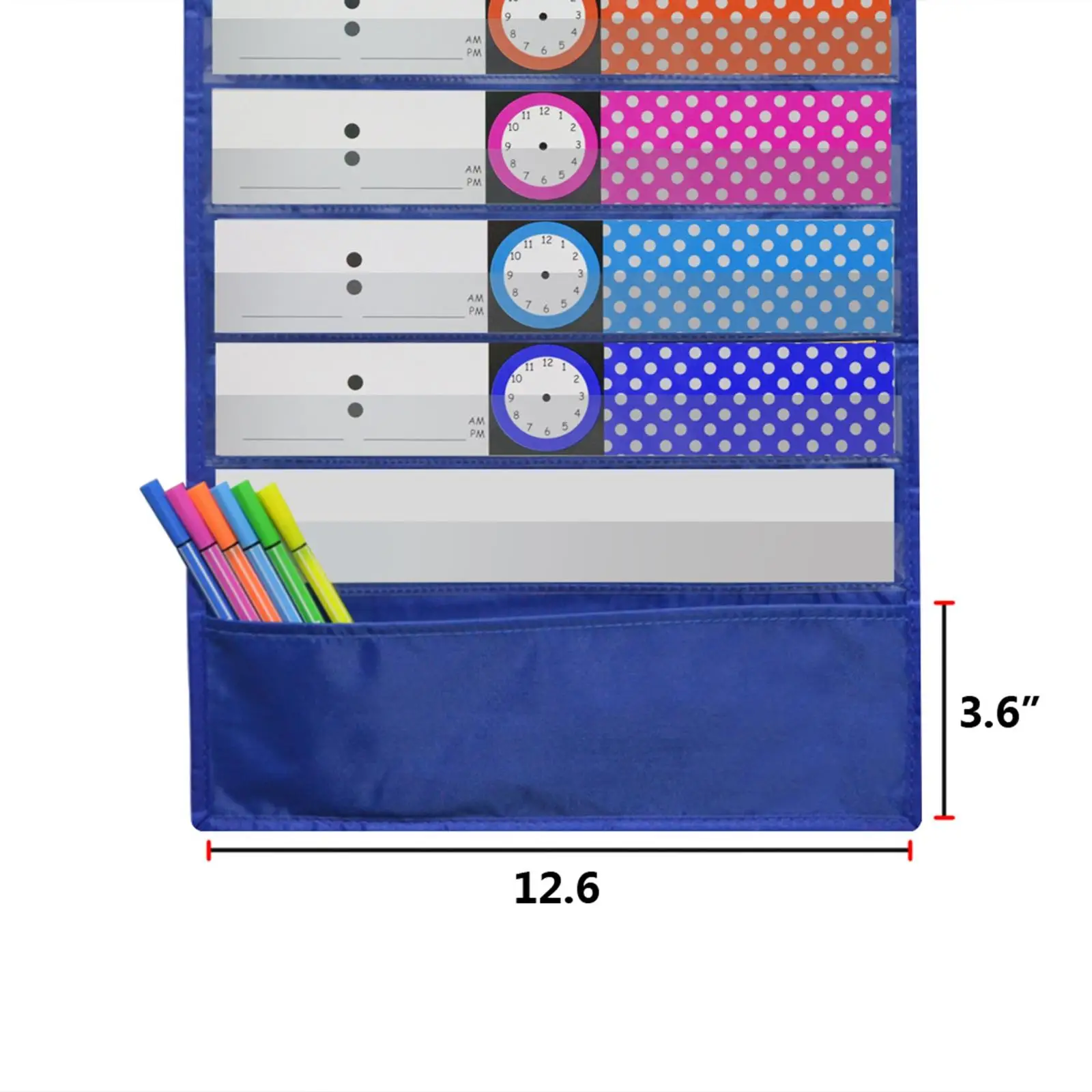 Wall Hanging Schedule Pocket Chart for Classroom Monthly Calendar Planner with Dry Erase Cards Homeschool Office Storage