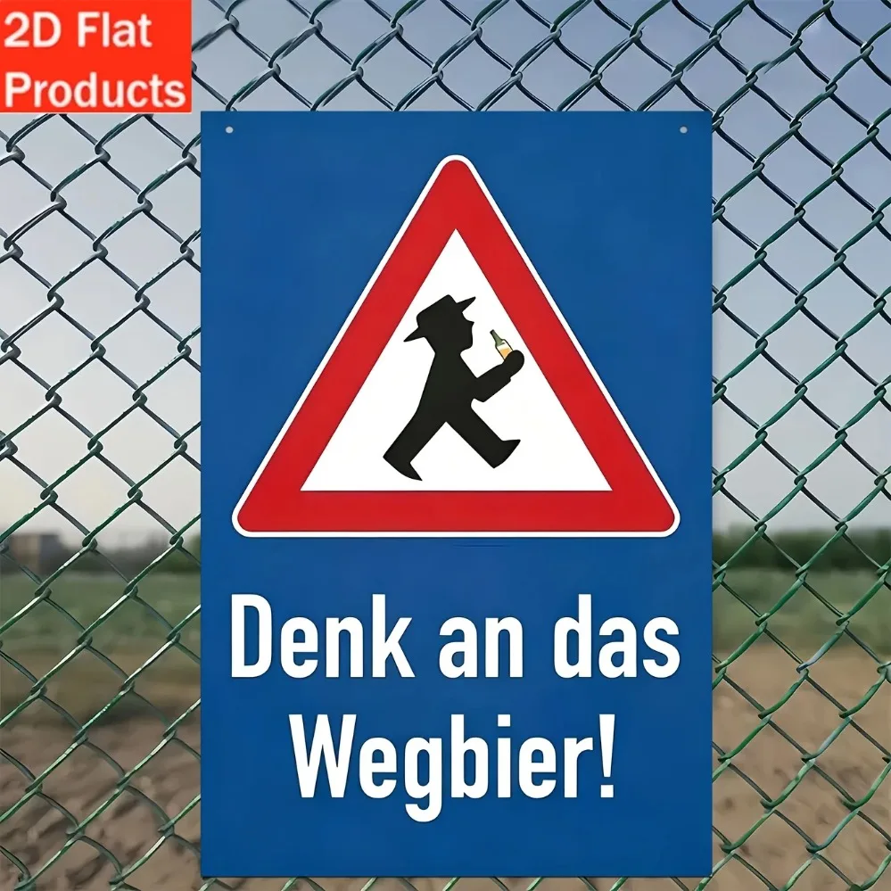 2D-Metallschild, Vintage-Wanddekoration mit deutschem Humor, rustikales Schild mit lustigem Spruch, Ornament für drinnen und draußen, Dekoration in unregelmäßiger Form, Gi