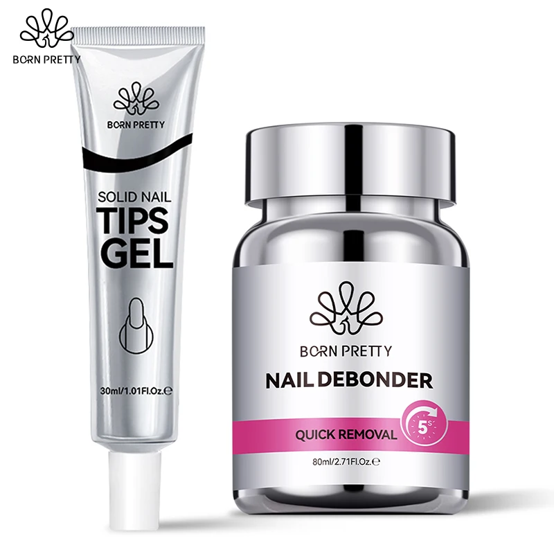 

BORN PRETTY 30 мл Твердый клей для накладных ногтей, 80 мл клей для накладных ногтей 5S Quick Debond 2 шт.