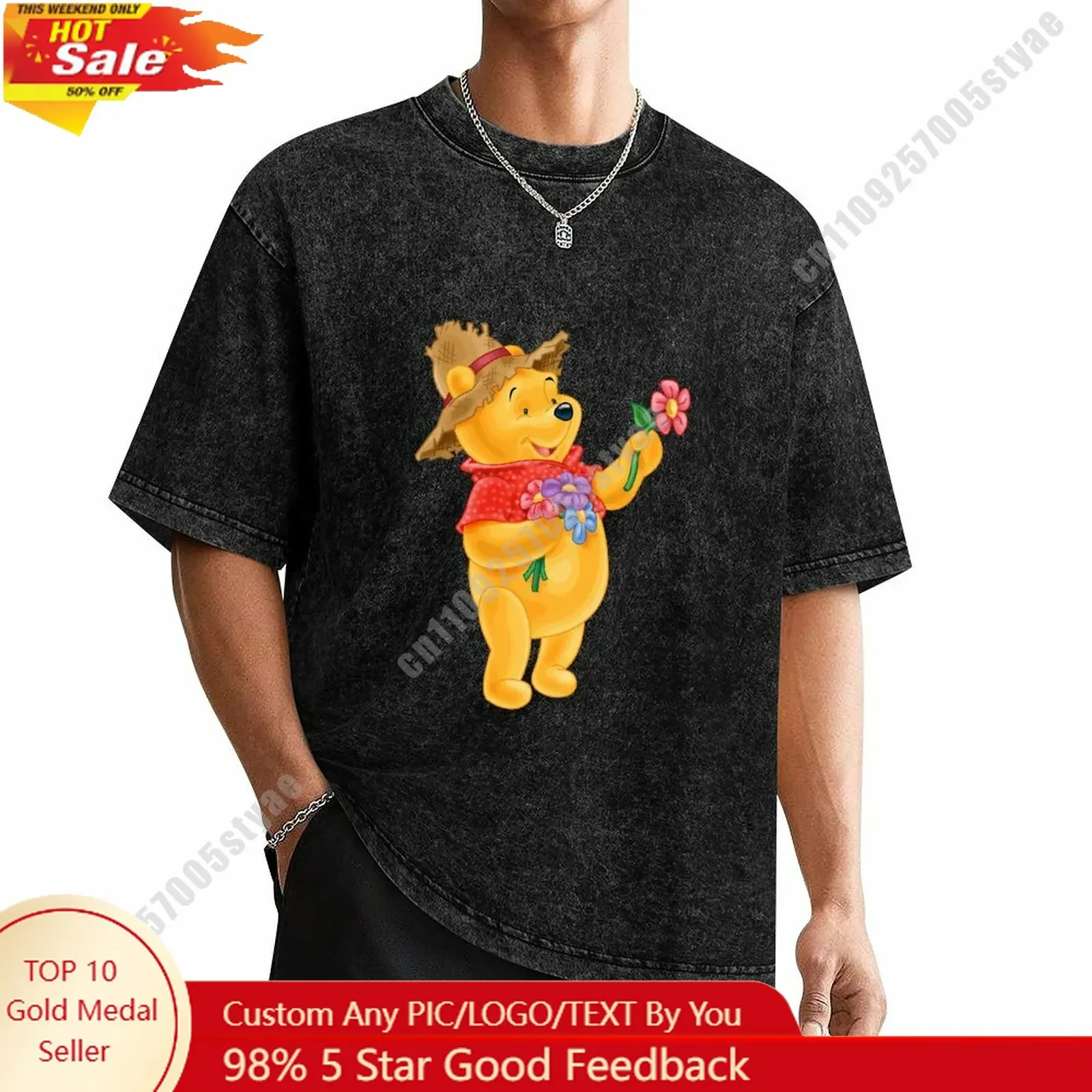 

Winnie The Pooh T Shirt Disney Customizable Personalize Your Own Design Heat Transfer Printing Vintage Washed T-shirt