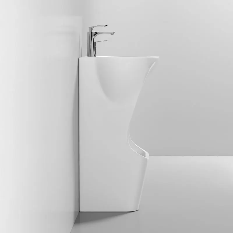 Modern new design ceramic foot wash basin white integrated independent bathroom sink