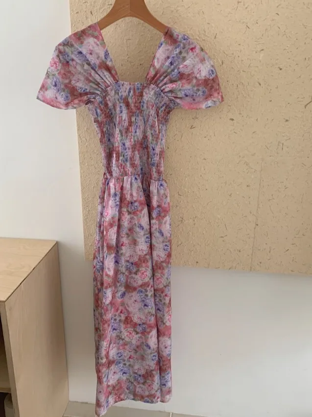 

Романтический красивый цветочный принт на одно плечо Dr Chic Slimming Square Ne Two Ways to Wear Commute Sle ort Sve Wome...