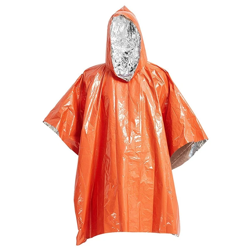 Poncho Waterproof Adult Outdoor Thickened Emergency Raincoat Emergency Thermal Insulation Rainproof Cloak Portable