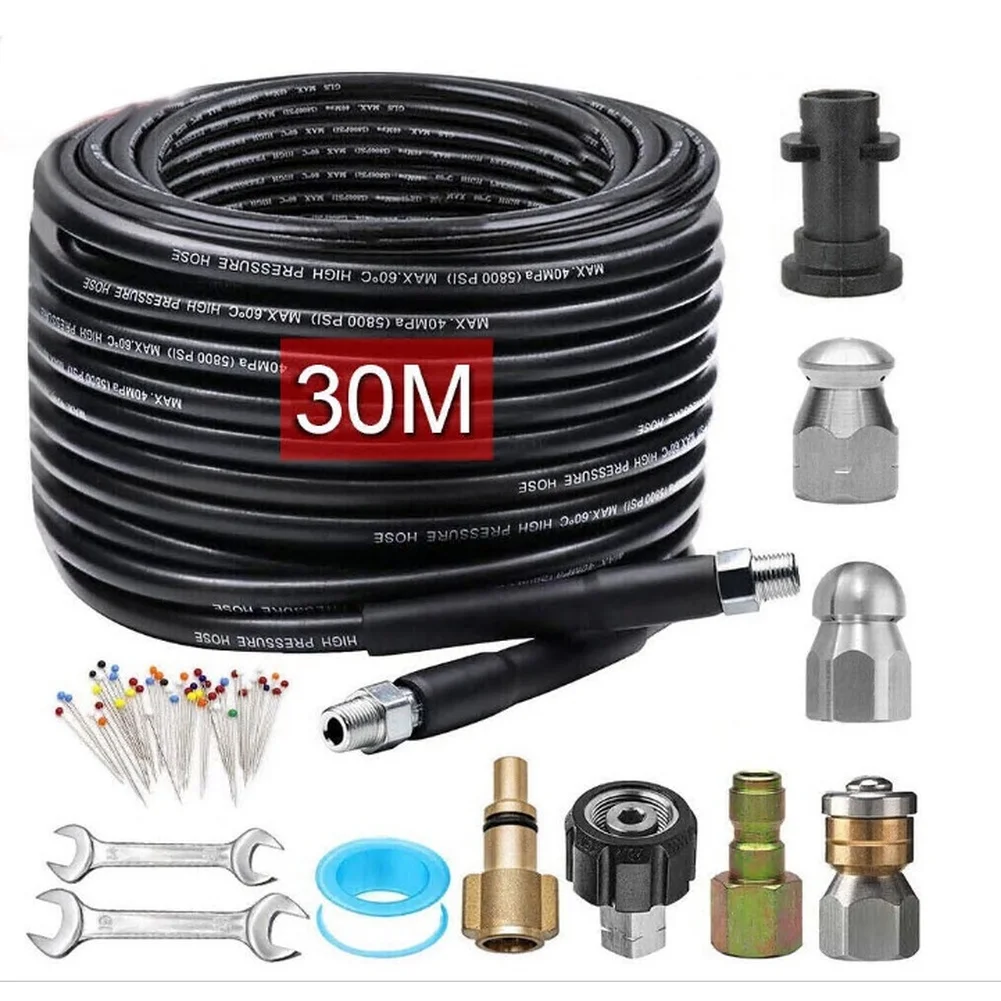 High-pressure Washer Nozzle Car Wash Water Pipe 100FT Drainage Pipe Rotary Orifice 5800PSI For High Pressure Cleaning Machine