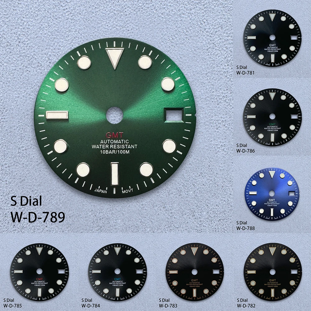 

29mm S Logo GMT Dial Fit NH34 Movement Green Luminous Green Sunray High-Quality Watch Modification Accessories