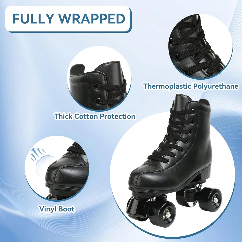 สเก็ตกีฬากลางแจ้งรองเท้า PU หนัง Roller Skates รองเท้าสเก็ต Quad Skates รองเท้าผ้าใบเริ่มต้นผู้ชายผู้หญิง Roller รองเท้าสเก็ต