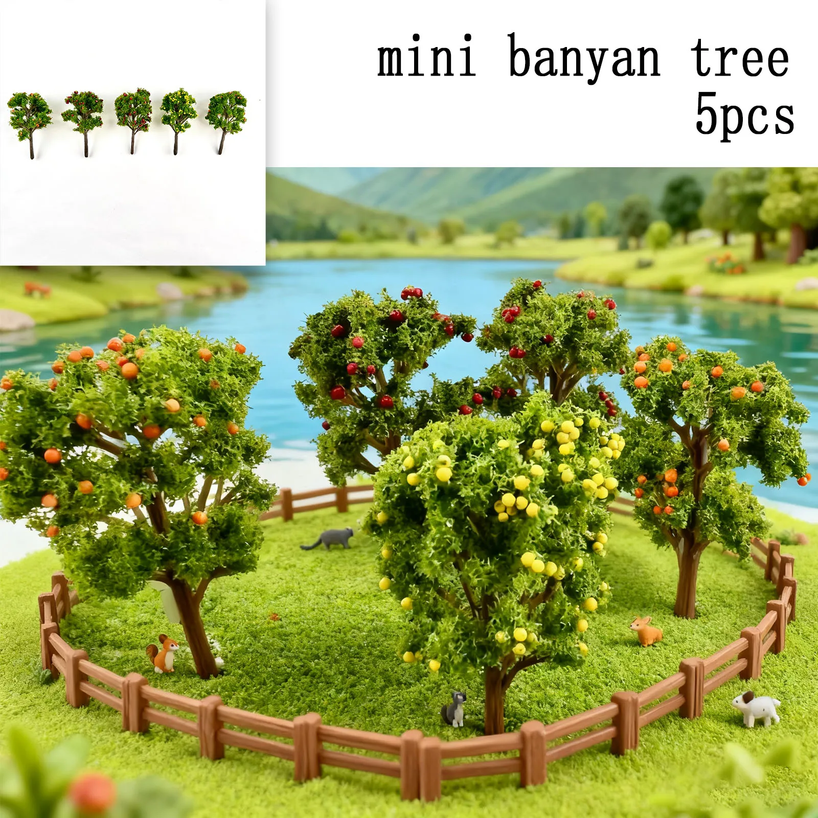 

5Pcs Mixed-Color Miniature Plastic Trees Landscape Model for Diorama Craft Decor Versatile Mini Trees for Tabletop Scenery