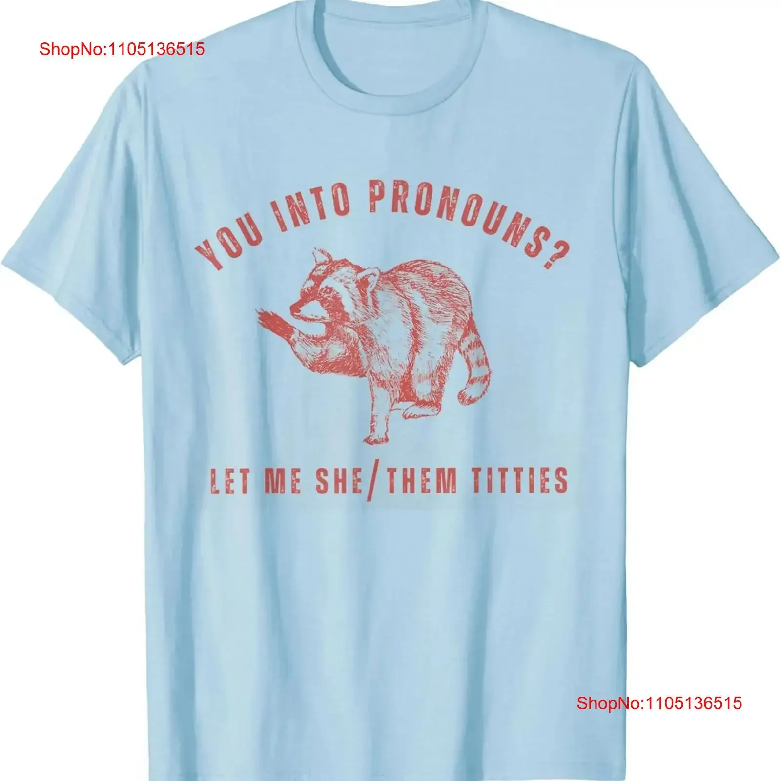 Retro Racoon You Into Pronouns Let Me She Them Titties T Shirt  vintage Washed Stretched Top For Everyday Wear Breathable