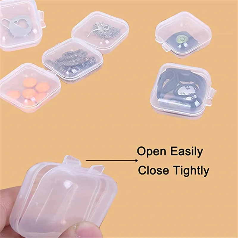 50pcs Mini Plastic Storage Containers Box Portable Pill Medicine Holder Storage Organizer Jewelry Packaging for Earrings Rings