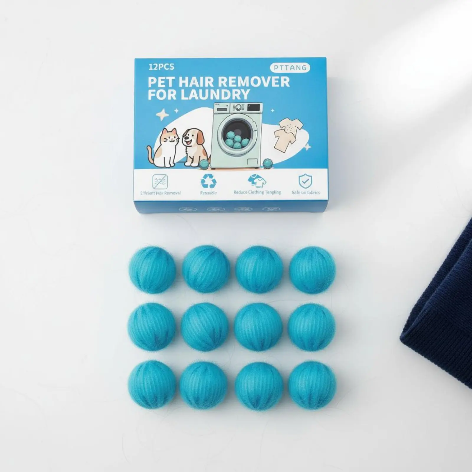 12 Pieces Pet Hair Remover Laundry Sphere Safe on Fabrics Washing Machine Hair Catcher