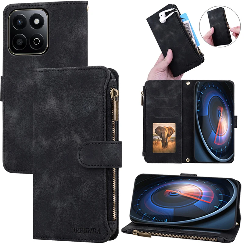 

Чехол X7C для Honor X7C, кожаный откидной чехол-бумажник для Honor X7C, чехол-книжка с магнитной молнией, чехол-кошелек, чехол Fundas Shell