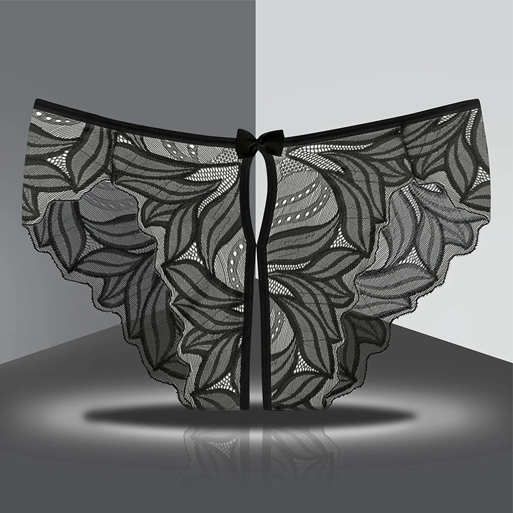 

1pc Sexy Lingerie Low Rise Panties See Through Lace Open Crotch Underwear For Women Comfortable Ladies Briefs