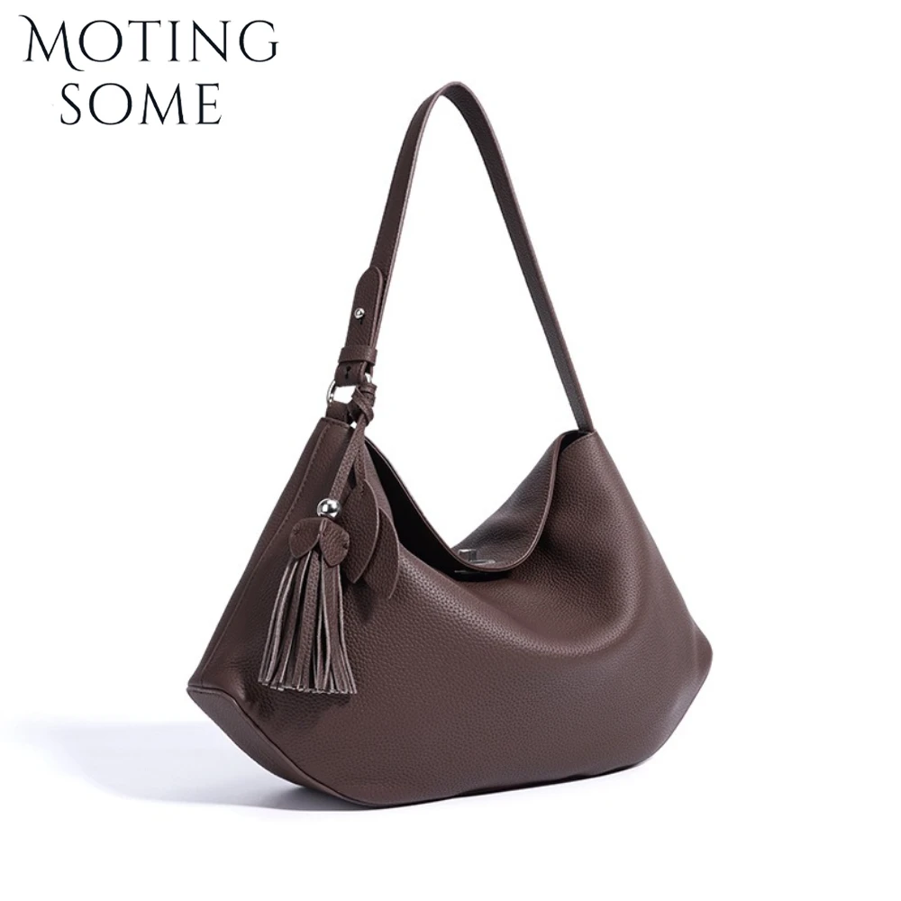 

Motingsome Full Grain Leather Handbag Woman Cowhide Bags Luxury Designer Bag Shoulder Underarm Satchel Lady Daily Purse New In