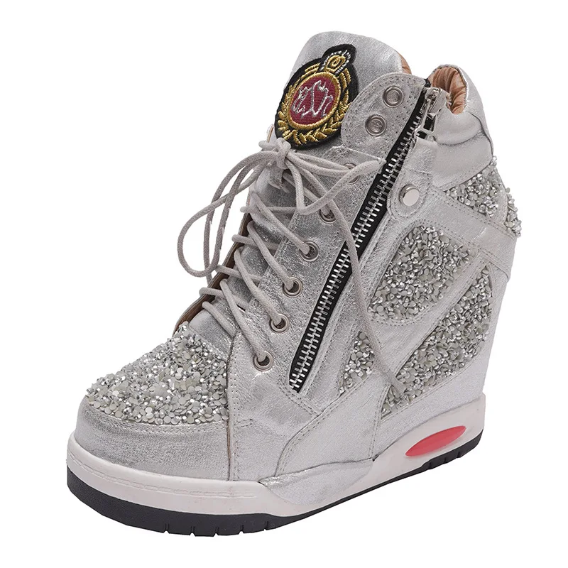 

Женские кроссовки на платформе, роскошные, на танкетке, осенне-зимние, модные, повседневные, для бега, с толстой подошвой