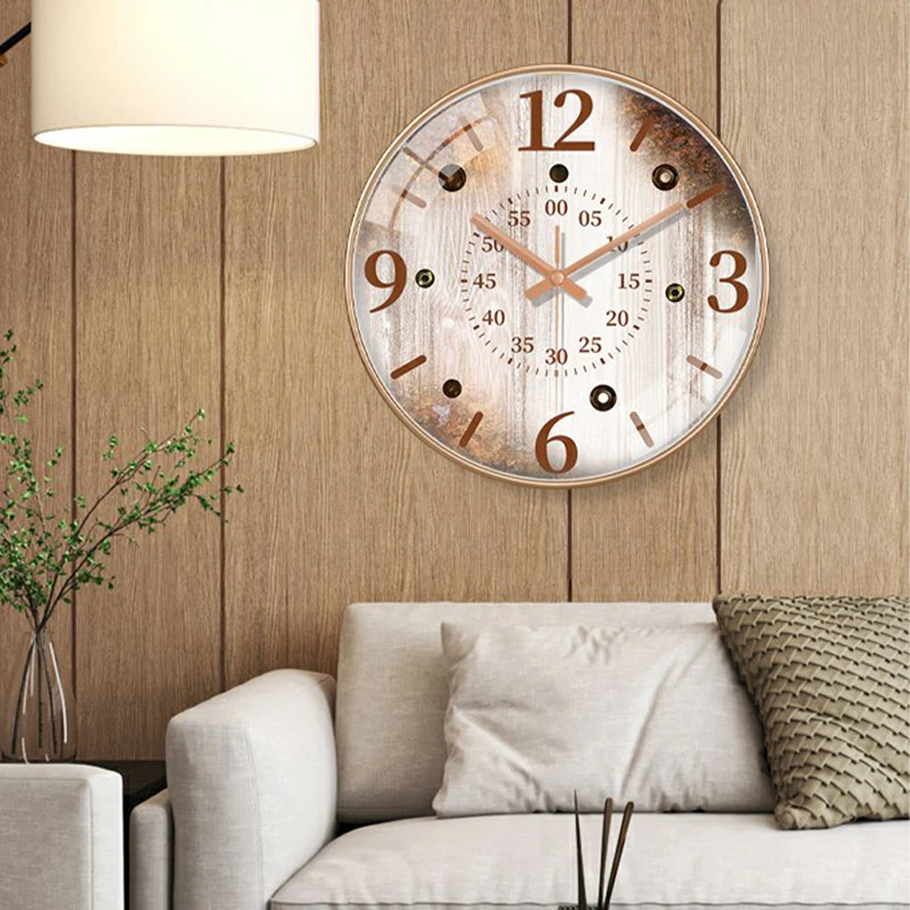 

Vintage Colored Wall Clock Punk Imitation Wood Grain Design Quartz Movement Living Room Study Office Analog Clock Gift