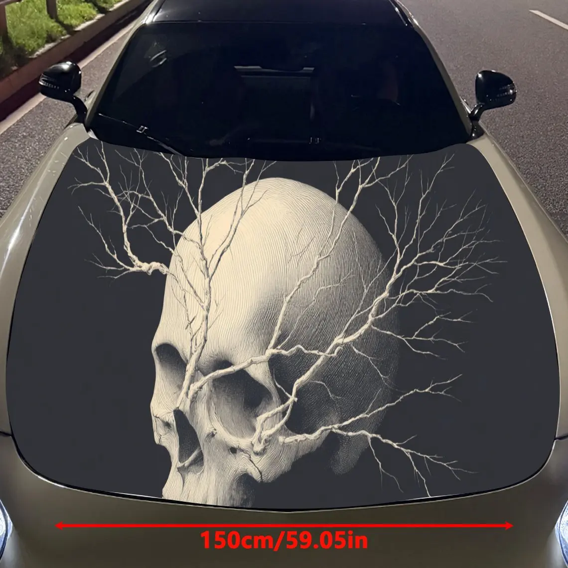 Cool skull branches print,car hood stickers,PVC waterproof Self adhesive car hood sticker,car hood decoration protection sticker