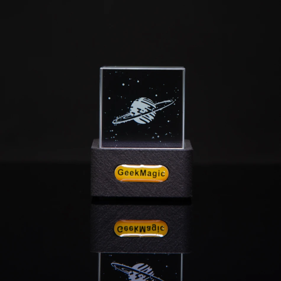 GeekMagic Mini Crystal Display Weather Forecast Gadget with WiFi Desktop Clock Station,Transparent Small TV  for Game Decoration
