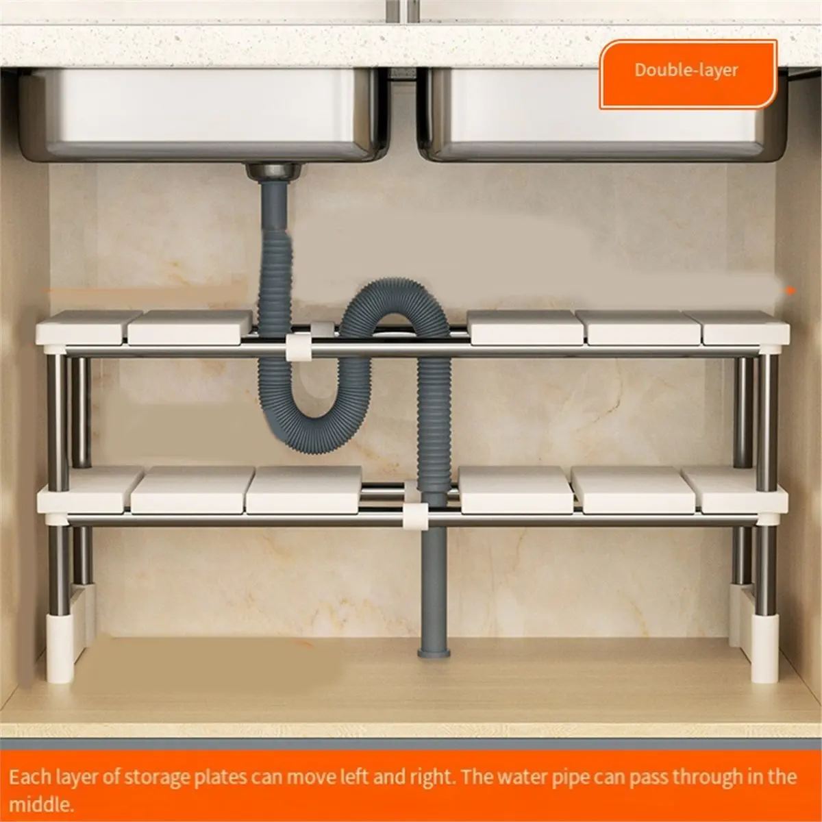 Stackable Storage Rack Layered Partition Rack Closet Sorting Shelves Telescopic Sink Holder Clothing Organizer
