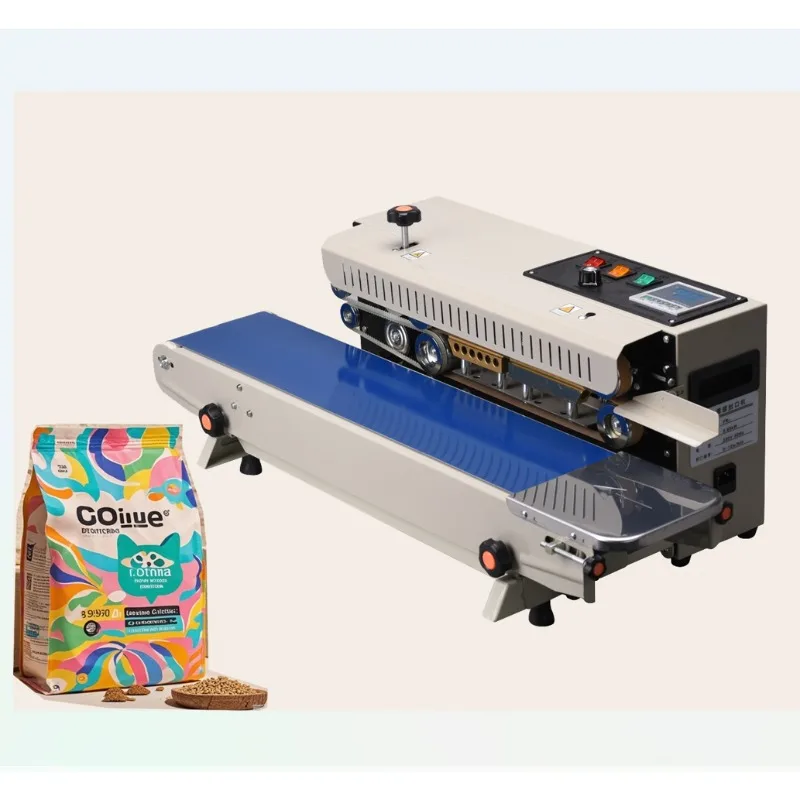 FR900 Semi Automatic Continuous Bag Sealing Machine Small Food Pouch Tea Coffee Heat Sealing Machine for Plastics Packages