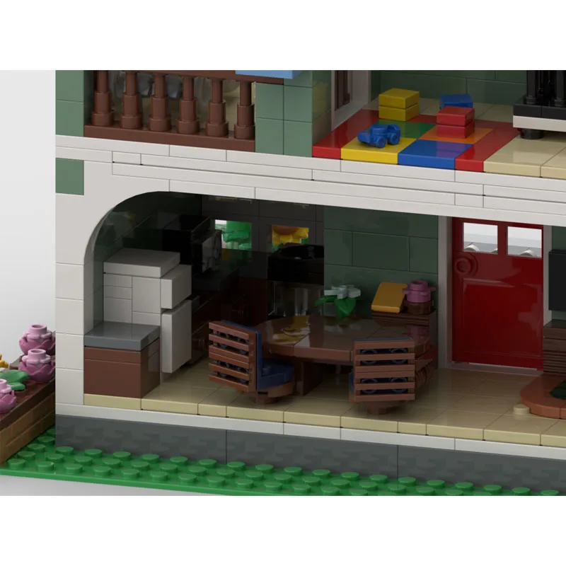 MOC-240693 บ้านบล็อกตัวต่อรูปบ้านดอกทานตะวันแสนสบาย ชุดตัวต่อวิลล่า ซีรีส์ DIY ของขวัญเสริมสร้างความคิดสร้างสรรค์ 1112 ชิ้น