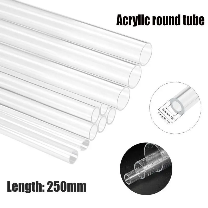 1-5pcs OD 8-18mm Transparents Acrylic Tube Rigid Round Tubing 250mm Length PMMA Organics Glass Tube Plastic Pipe Fittings
