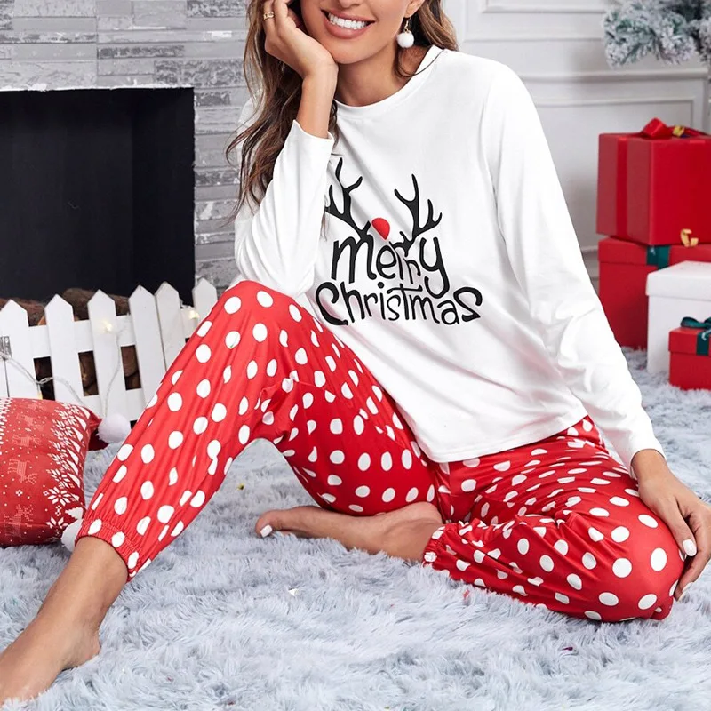 2023 New Autumn and Winter Home Pajamas Women\'s Christmas Printed Long-sleeved Suit Night Women Sleepwear