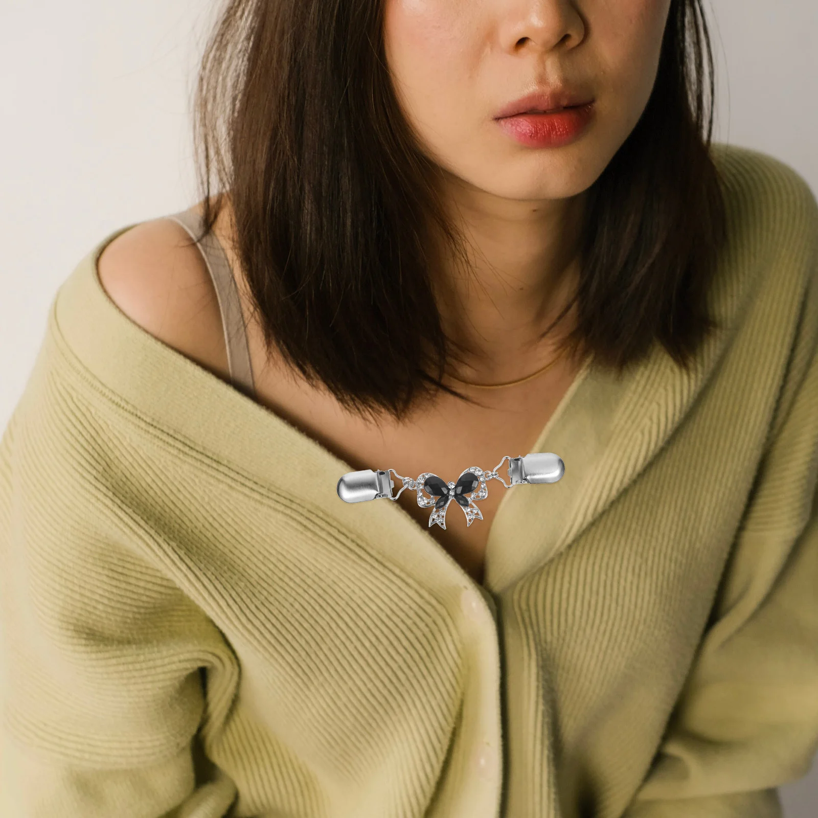 Frauen Strickjacke Clip Bogen Pullover Schal Kragen Verschluss Exquisite Metall Kleidung Clips Dekorative Schal Verschluss Elegant