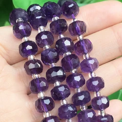 8x6mm Natural Faceted Amethysts Gems Stone Beads Wheel Rondelle Loose Spacer Beads for Jewelry DIY Making Bracelets Accessories