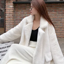 Fur Coat Women's Winter 2023 New Korean Fashion Luxury Lapels Loose Windproof Warm Extended Jacket Imitation Mink Furs Outerwear