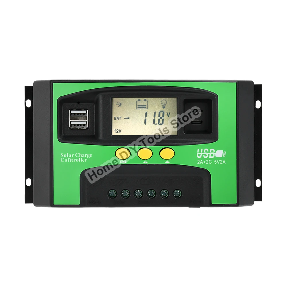 Solar Charge Controller MPPT 30A 40A 100A Dual USB LCD Display 12V 24V Solar Cell Panel Charger Regulator With Timing Function