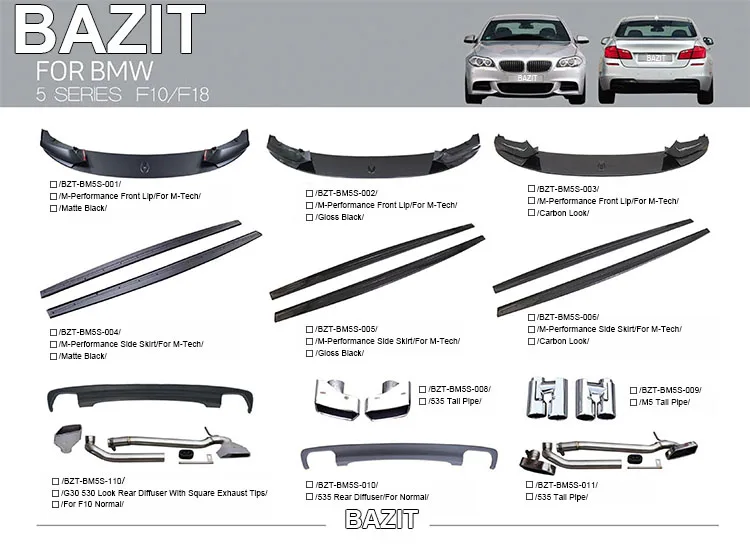 Suitable for BMW 5 Series F10/F18 M- Performance side skirts with carbon fiber appearance F10/F18 side expansion view 2