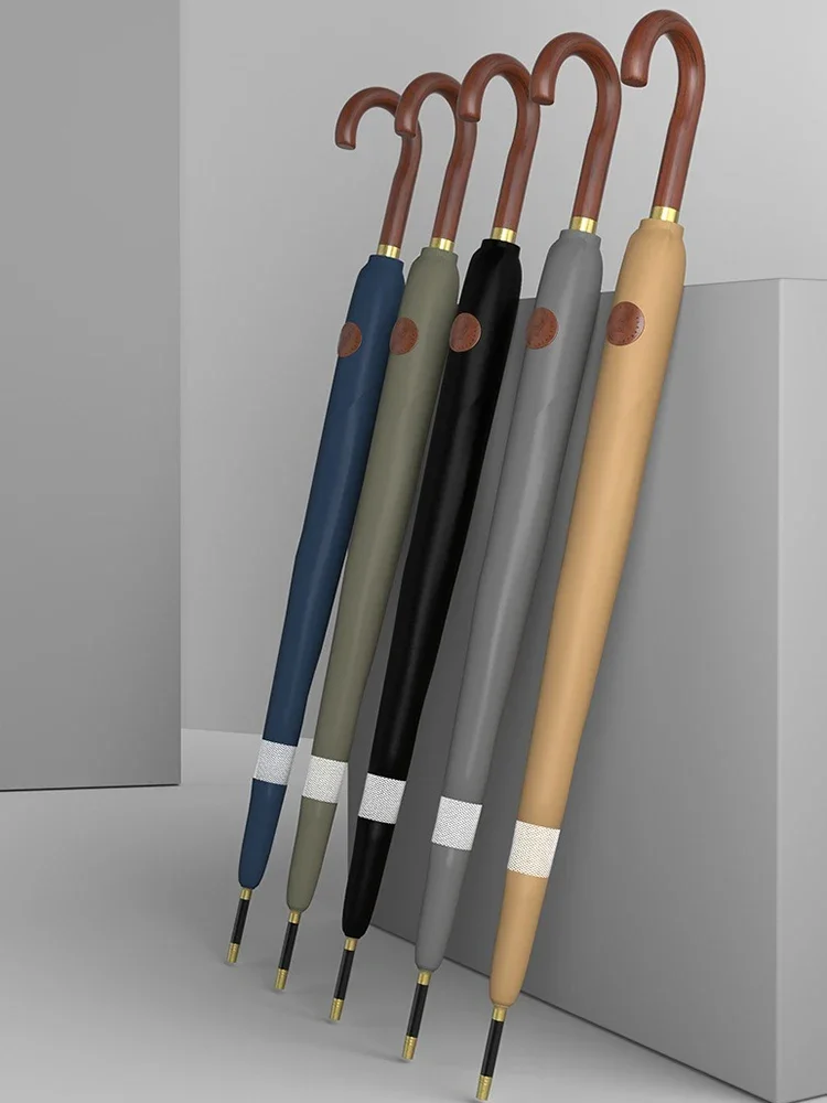 

Large Windproof Umbrella 16K Wooden Handle, Big Size Golf Long Umbrella Strong, Japanese Style Wood Rain Umbrella