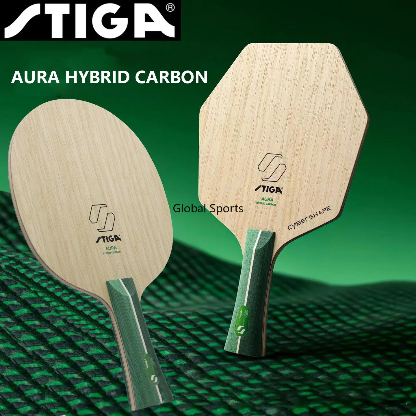 STIGA AURA HYBRID CARBON Мощное карбоновое основание для настольного тенниса Встроенная зеленая ракетка для пинг-понга с ароматической карбоновой структурой