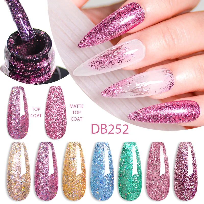 Mtssii 6ml Silver Purple Glitter UV Gel Bling Sequins Soak Off Manicuring Nail UV Gel Polish Need Base Top Coat Nail Art