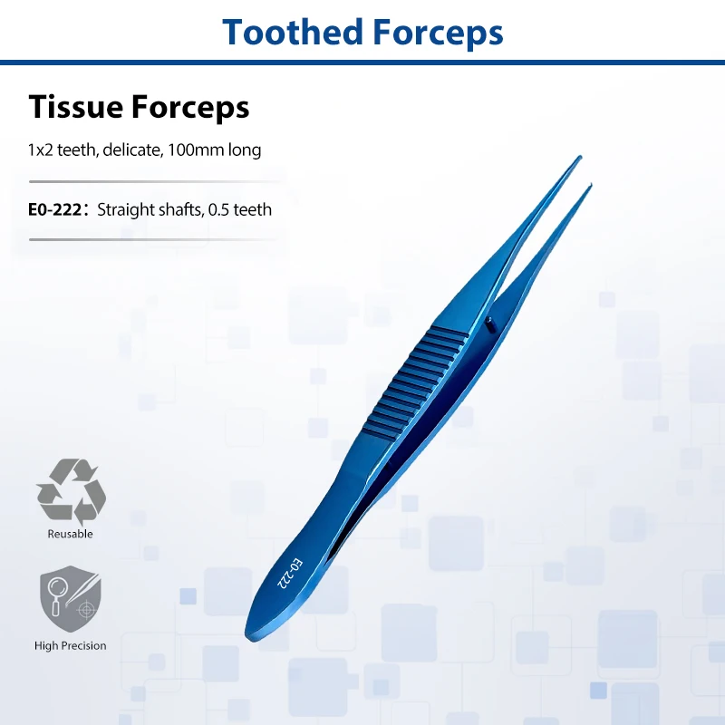 Medical Titanium Alloy Tissue Forceps 1×2 Toothed Adson Tweezers Anti-slip Handle Precision Surgical Tissue Grasping Tool