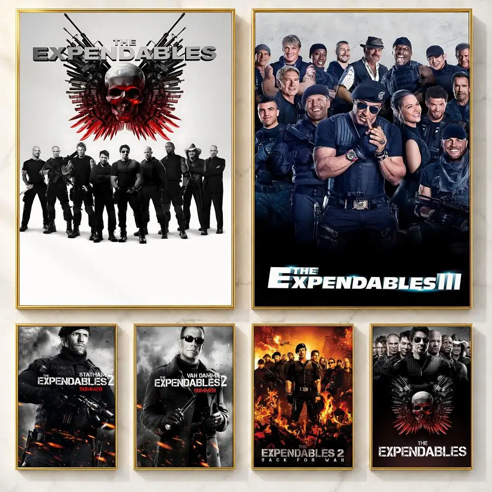 Ultra Movie T-The ExpendablesS Poster Self-adhesive Art Poster Decoracion Painting Wall Art White Kraft Paper Home Decor