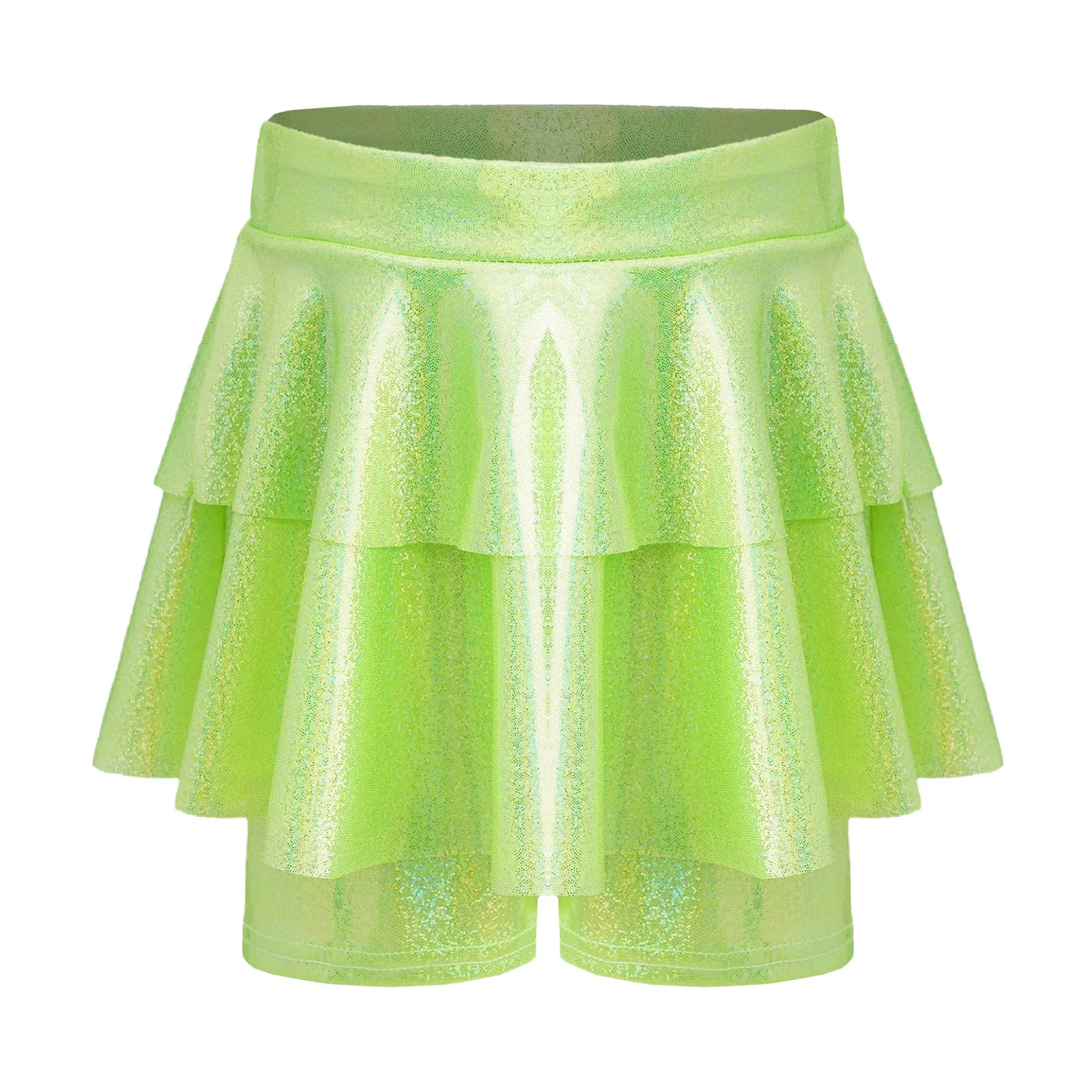 

Kids Girls Dance Skirts Metallic Shiny Elastic Waistband Skirted Shorts Culotte Cheerleading Jazz Dance Performance Clothing New