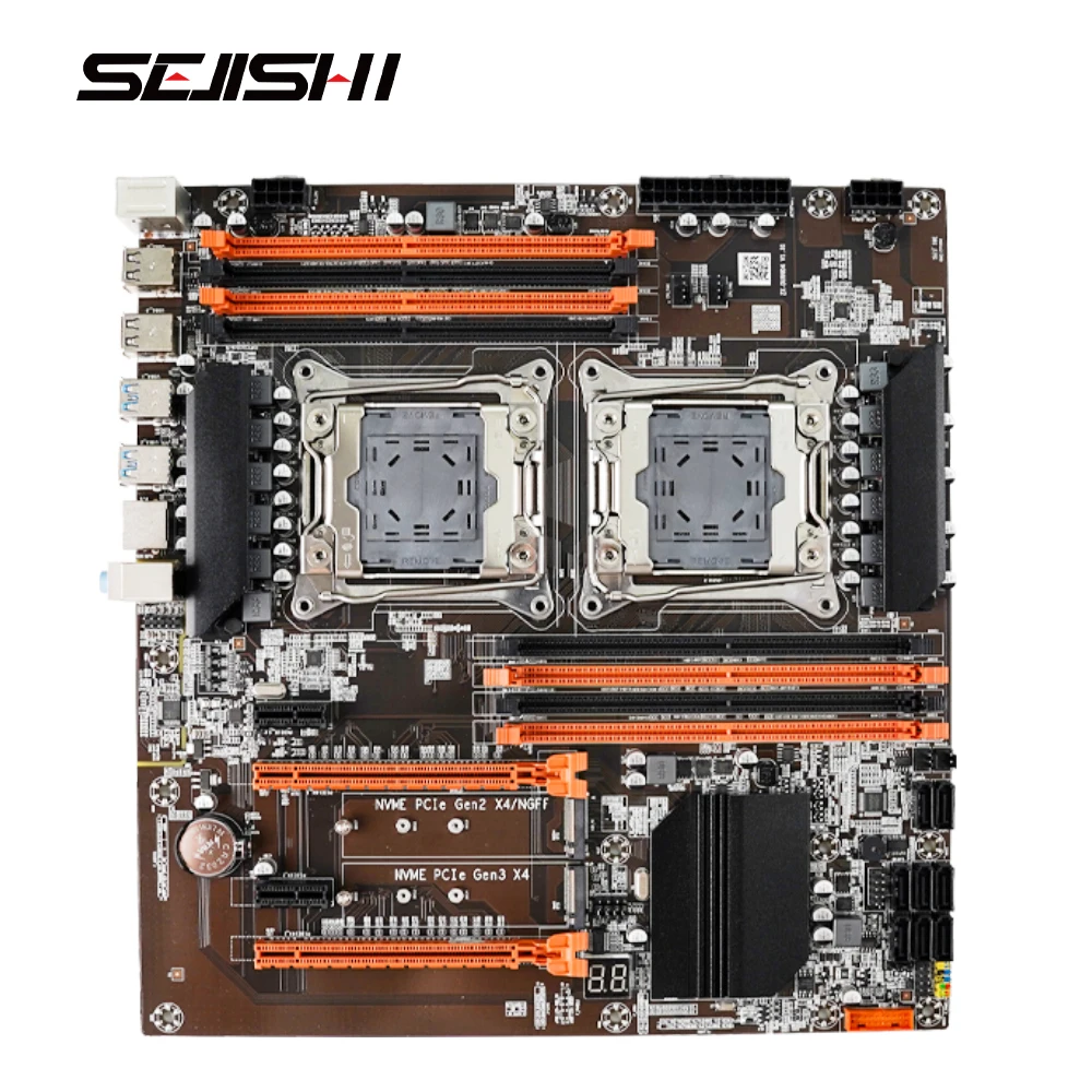 SEJISHI X99 마더보드 듀얼 CPU, LGA 2011-3 프로세서, DDR4 M.2 PCIE 메인보드, X99D4DU 시스템 보드, Intel XEON E5 2673 2670 2666 