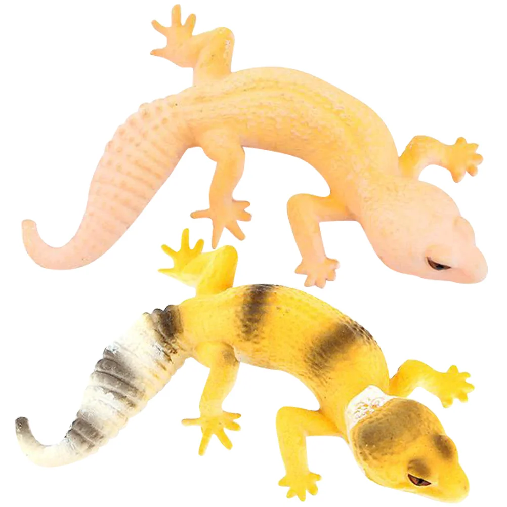 2 Pcs Toys Simulation Gecko Lizard Figures Decor Puppet Artificial Ornament Animal Model Figurines Toddler