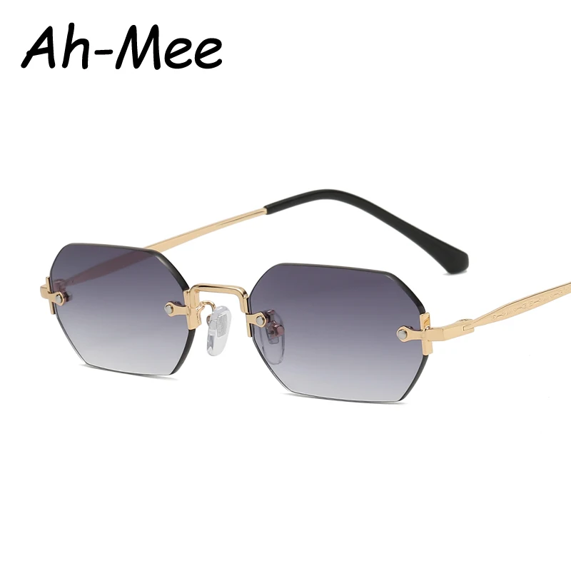 Wandern Kleine Quadratische Randlose Anti Licht Gläser Frauen Polygon Grau Gradienten Sonnenbrille Sommer Stil Weiblichen Brillen UV400