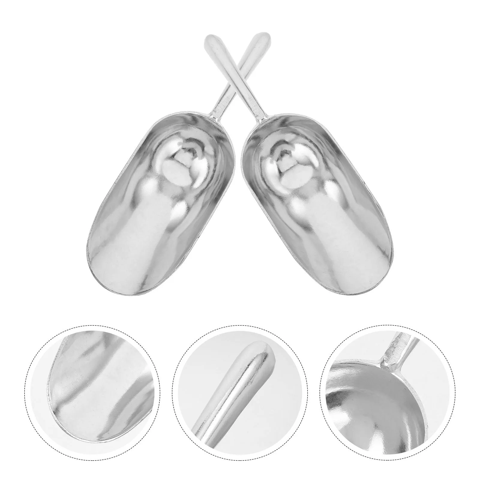 

2pcs Ice For Freezer Thickened Aluminium Alloy Round Handle Ice Scoop For Candy Protein Powder Flour Kitchen Use Cold Resistant