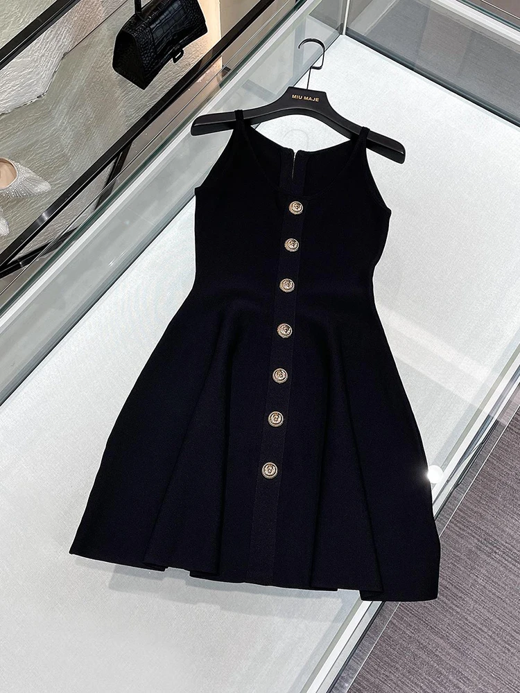 Hohe Taille gestrickt Bla Dr Hepburn Sle Sommer Damen Faion High-End-Kleidung Gürtel Wrap Dr A-Linie Silhouette