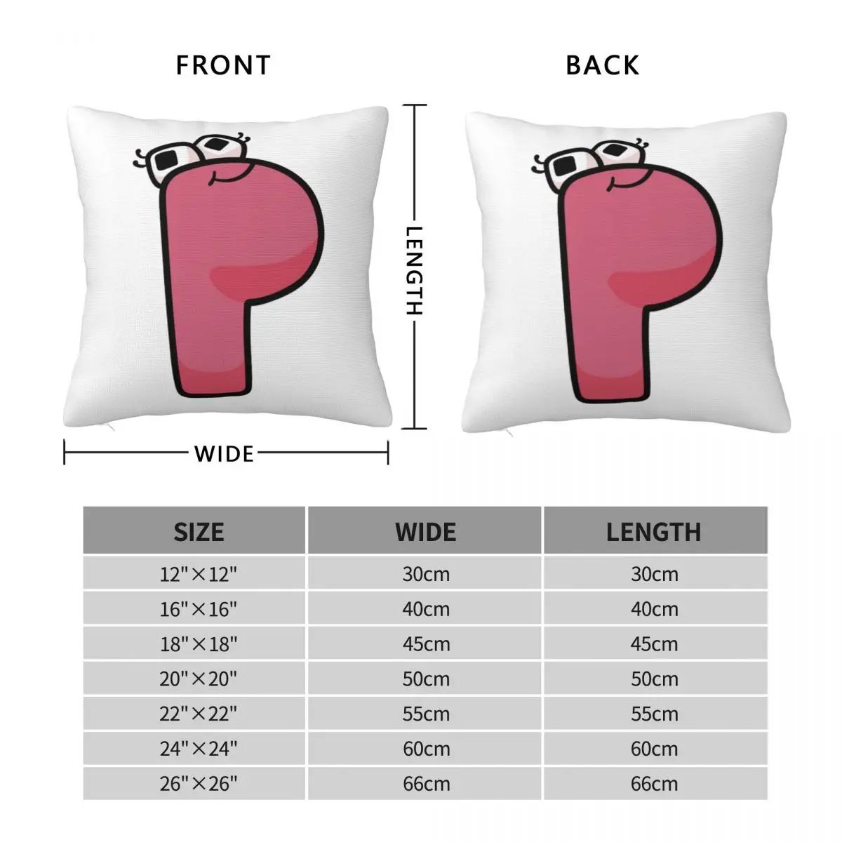 P Alphabet Lore Square Pillowcase Pillow Cover Cushion Zip Decorative Comfort Throw Pillow for Home Bedroom