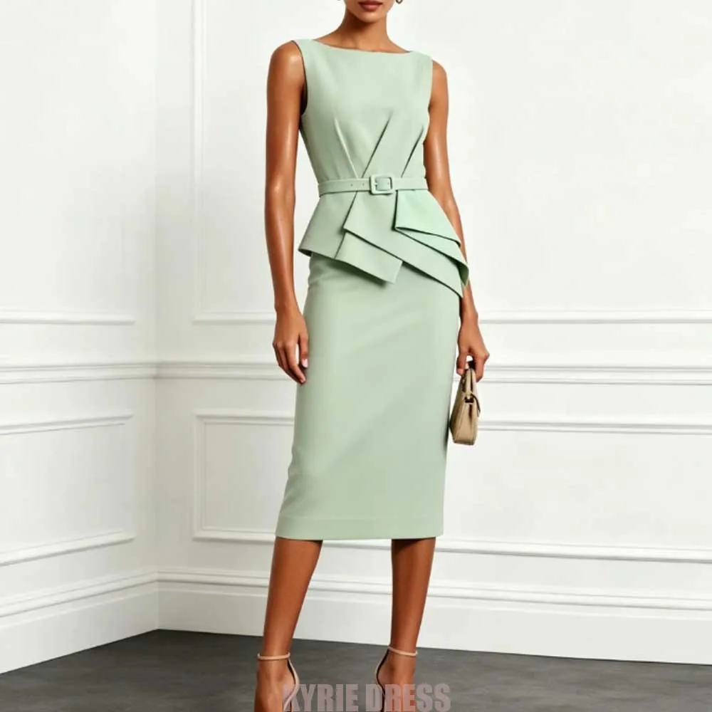 Customized Mother of The Bride Dress Fashion Boat Neck Sleeveless Ruched Wedding Guest Gown Party Evening Dresses for Woman