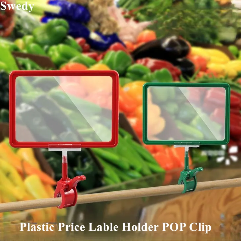 

5 Pieces A4 210x297mm Adjustable Plastic Sign Holder Poster Frame Rotating Supermarket Price Label Card Tag POP Clip