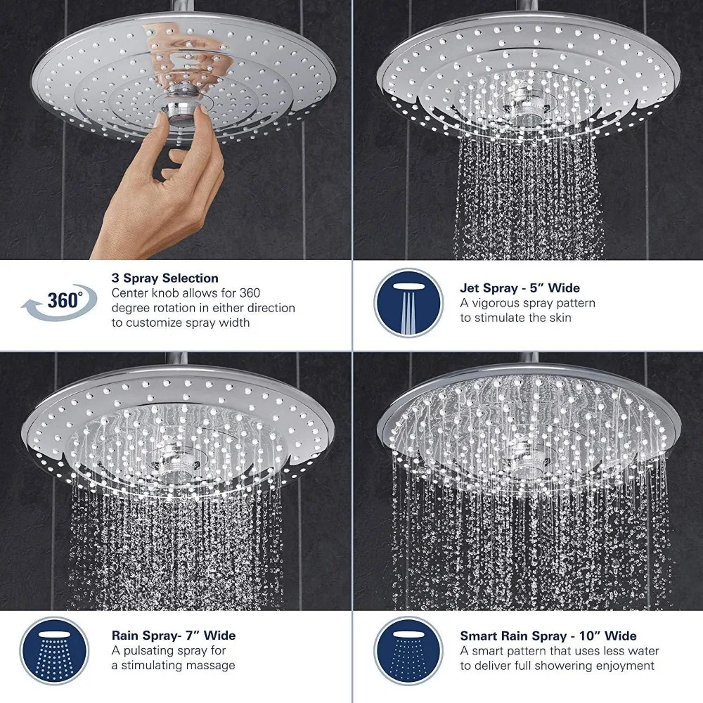 Shower 2.5 GPM Showerhead Retro-Fit Euphoria 25 Inch Shower System Showers for Bathroom Equipment Starlight Chrome The Items