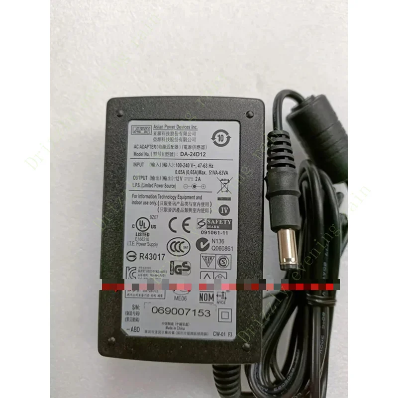 Genuine FOR ASIAN POWER DEVICES, INC. DA-24D12 12V 2A AC Adapter Charger 5.5*2.1mm 24W Power Supply Original