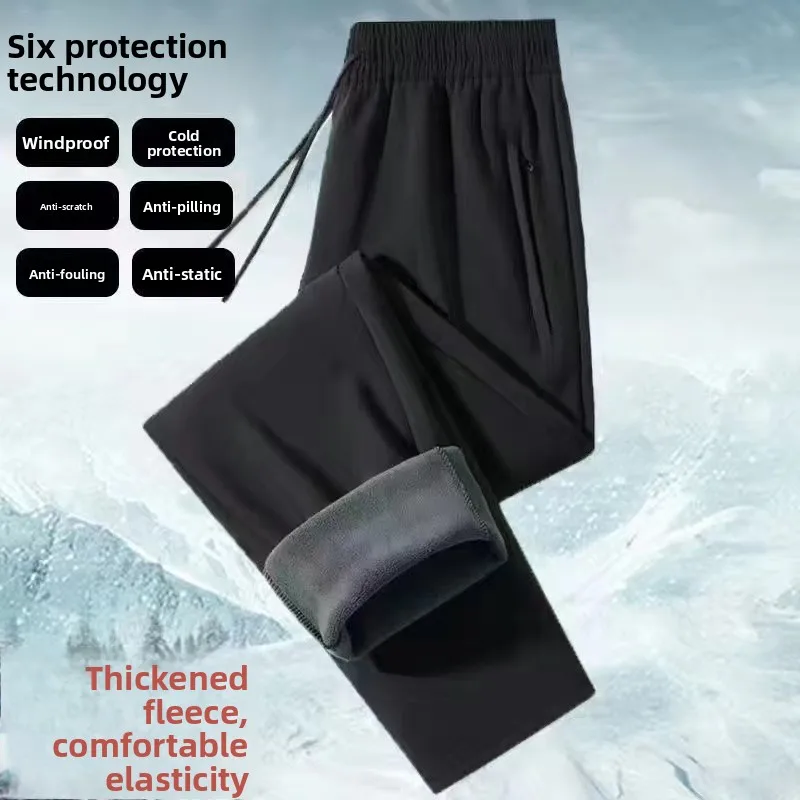 

Невероятные ветрозащитные брюки на подкладке для пар, свободные повседневные спортивные длинные брюки, теплые хлопковые брюки для мужчин